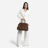 Valentina – Geantă Shopper din Piele Întoarsă Ecologică –  Maro închis