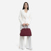 Valentina – Geantă Shopper din Piele Întoarsă Ecologică– Burgundy