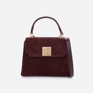 Iris Mini – Geantă Mică Crossbody din Piele Întoarsă – Burgundy