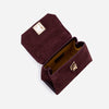 Iris Mini – Geantă Mică Crossbody din Piele Întoarsă – Burgundy