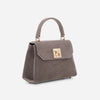 Iris Mini – Geantă Mică Crossbody din Piele Întoarsă – Taupe