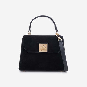 Iris Mini – Geantă Mică Crossbody din Piele Întoarsă – Negru