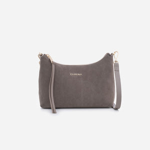 Amy - Geantă Crossbody Mică din Piele Întoarsă – Taupe