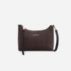 Amy - Geantă Crossbody Mică din Piele Întoarsă – Maro Închis