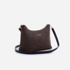 Amy - Geantă Crossbody Mică din Piele Întoarsă – Maro Închis