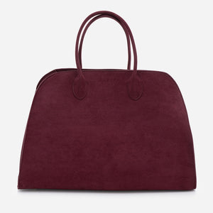 Valentina – Geantă Shopper din Piele Întoarsă Ecologică– Burgundy