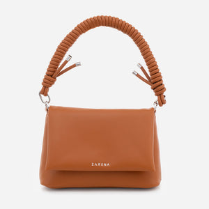 Sophia – Geantă Mică Crossbody din Piele Ecologică cu Mâner Împletit – Maro