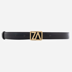 Curea din piele naturală cu cataramă ZA, 25 mm - culoare negru