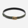 Curea din piele întoarsă cu cataramă ZA, 25 mm - culoare verde