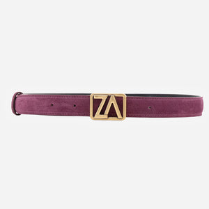 Curea din piele întoarsă cu cataramă ZA, 25 mm - culoare burgundy