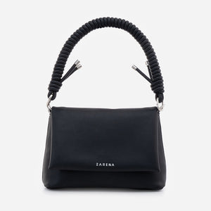 Sophia – Geantă Mică Crossbody din Piele Ecologică  cu Mâner Împletit – Negru