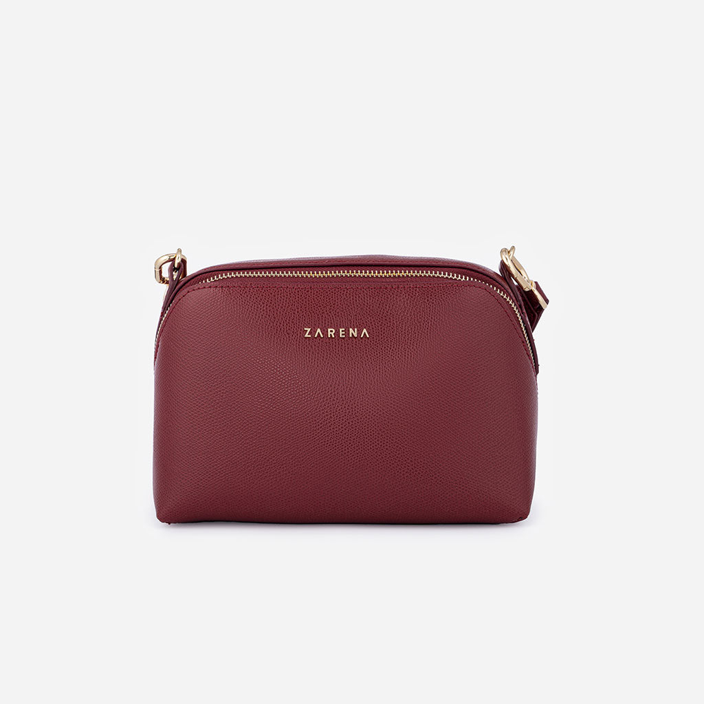 Geantă mică tip cross body cu fermoar SARA - burgundy