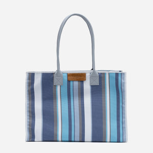 Moana - Geantă Shopper Textilă cu Imprimeu Dungi Albastre