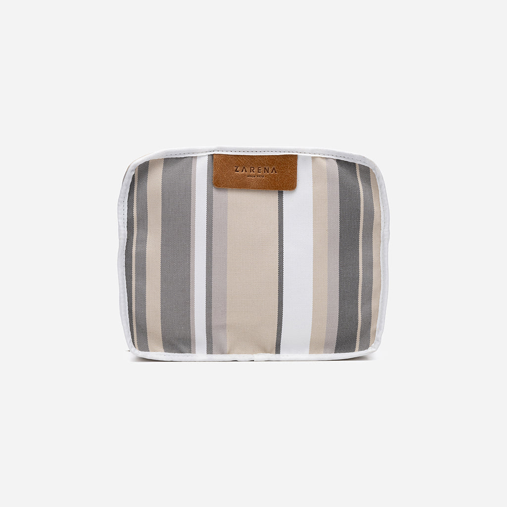 Geantă Cosmetică Din Material Textil Cu Imprimeu Dungi Bej