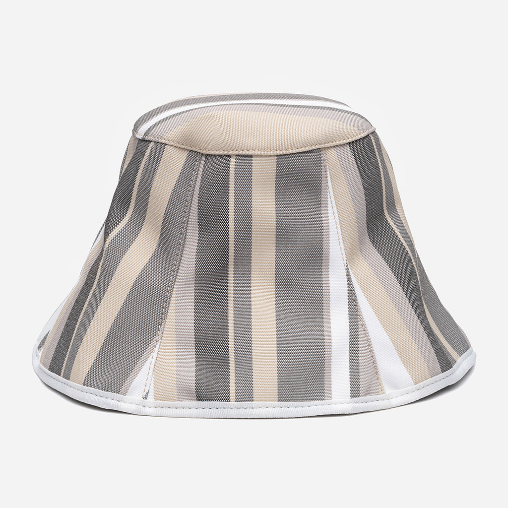 Pălărie Bucket Din Material Textil Cu Imprimeu Dungi Bej