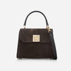 Iris Mini – Geantă Mică Crossbody din Piele Întoarsă – Maro Închis