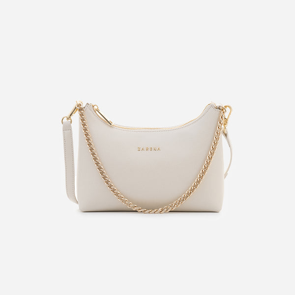 Amy - geantă mică crossbody - alb perlat