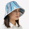 Pălărie Bucket Din Material Textil Cu Imprimeu Dungi Albastre