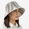 Pălărie Bucket Din Material Textil Cu Imprimeu Dungi Bej