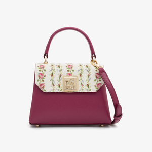 IRIS Mini – Geantă Crossbody mică cu clapetă florală - ciclamen