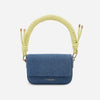 Luna – Geantă mică Crossbody din Denim și Piele Eco, cu Curea Împletită