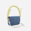Luna – Geantă mică Crossbody din Denim și Piele Eco, cu Curea Împletită