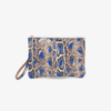 Clutch din piele naturală cu mâner –  imprimeu șarpe albastru