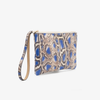 Clutch din piele naturală cu mâner –  imprimeu șarpe albastru