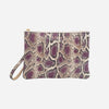 Clutch din piele naturală cu mâner – imprimeu șarpe mov