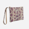 Clutch din piele naturală cu mâner – imprimeu șarpe mov