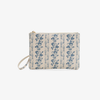 Clutch din piele naturală cu mâner –  imprimeu floral albastru