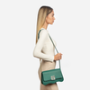DAYANA geantă tip cross-body culoare verde cu accesorii argintii