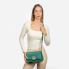 DAYANA geantă tip cross-body culoare verde cu accesorii argintii