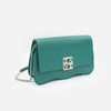 DAYANA geantă tip cross-body culoare verde cu accesorii argintii cu pietre