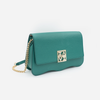 DAYANA geantă tip cross-body culoare verde cu accesorii aurii cu pietre