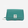 DAYANA geantă tip cross-body culoare verde cu accesorii argintii
