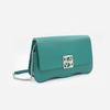 DAYANA geantă tip cross-body culoare verde cu accesorii argintii