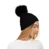 Căciulă călduroasă de iarnă cu pompon- negru