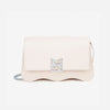DAYANA geantă tip cross-body culoare pudră cu accesorii argintii cu pietre
