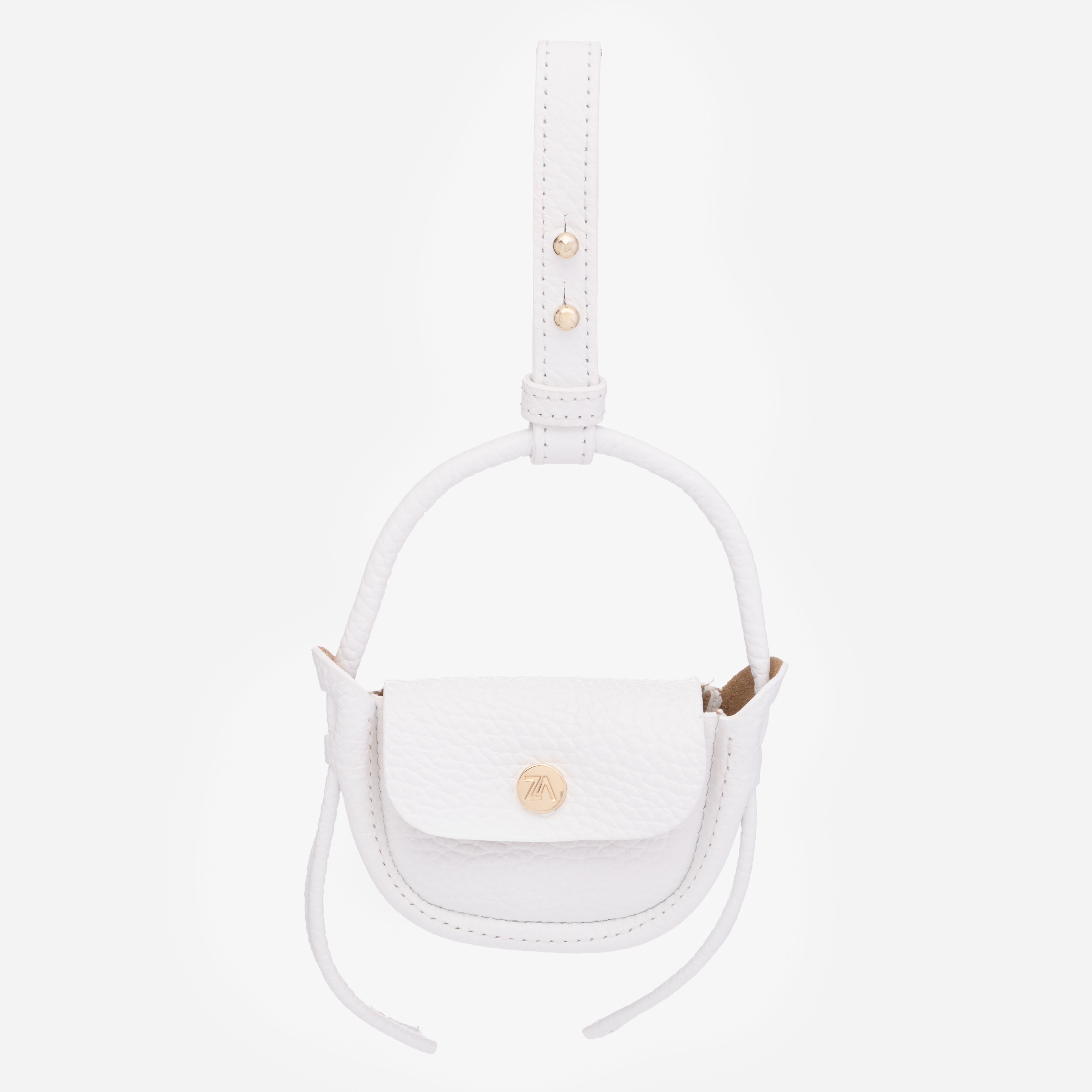 Accesoriu din piele - husă pentru căști - alb