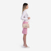DAYANA geantă tip cross-body culoare pudră cu accesorii aurii cu pietre